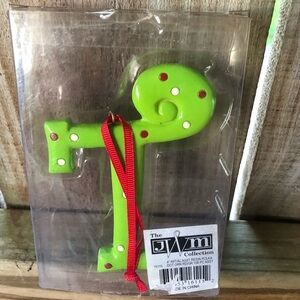 Green Polka Dot Initial T Christmas 4” Ornament Red Ribbon by JWM Collection
